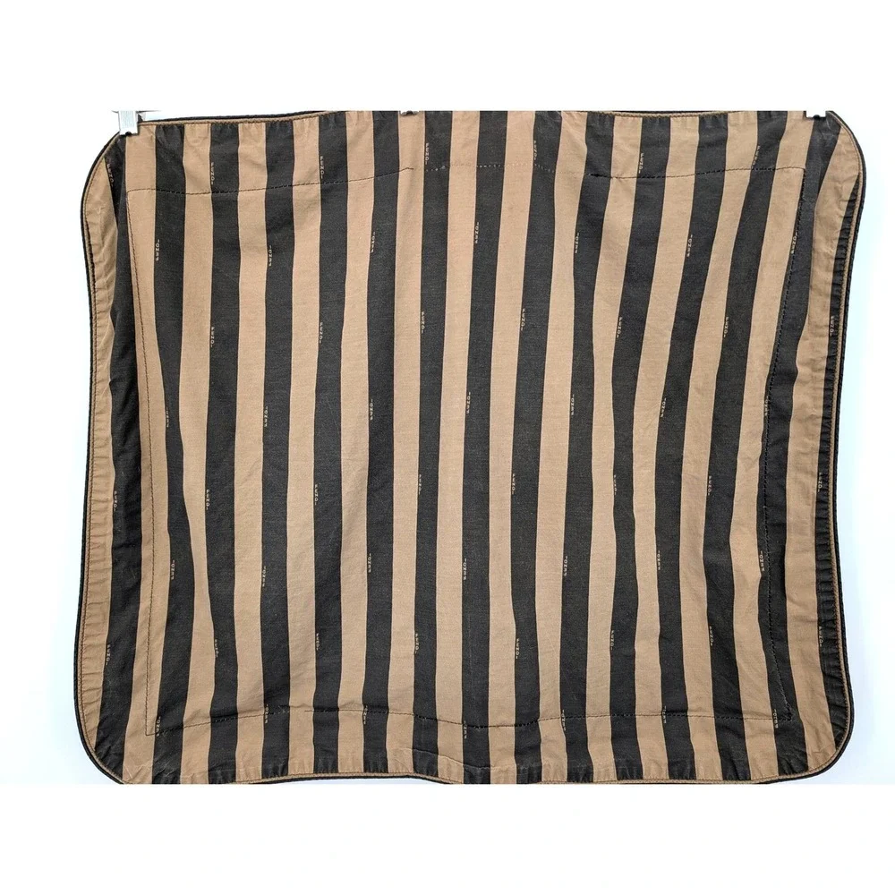 Vintage Fendi Roma Set of 2 Pillow Shams Brown Pequin Stripe Logo 26x22